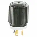 Bryant 30A Industrial Grade Non-Shrouded Locking Plug, Black/White; NEMA Configuration: L6-30P