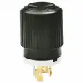 Bryant 20A Industrial Grade Non-Shrouded Locking Plug, Black/White; NEMA Configuration: L14-20P