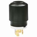 Bryant 20A Industrial Grade Non-Shrouded Locking Plug, Black/White; NEMA Configuration: L15-20P
