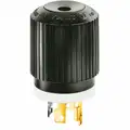 Bryant 30A Industrial Grade Non-Shrouded Locking Plug, Black/White; NEMA Configuration: L15-30P