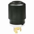 Bryant 20A Industrial Grade Non-Shrouded Locking Plug, Black/White; NEMA Configuration: L16-20P
