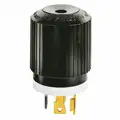Bryant 30A Industrial Grade Non-Shrouded Locking Plug, Black/White; NEMA Configuration: L16-30P