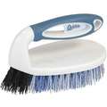 Quickie Scrub Brush: Medium, Plastic, 6 in Brush Lg, 5 1/4 in Handle Lg, 3 in Head Wd, Blue