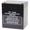 12 VDC, Sealed Lead Acid Battery, 5.4 Ah, Faston, 3.98" Height, 3.3 lb. Weight, 3.54" Depth
