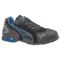 Puma Safety Shoes Athletic Shoe, 10, EE, Men's, Black/Blue, Aluminum Toe Type, 1 PR