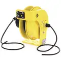 Kh Industries Extension Cord Reel, Spring Retraction, 120VAC, Quad Box Receptacle, 50 ft., Yellow Reel Color