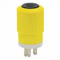Bryant 15A Industrial Grade Straight Blade Plug, Yellow/White; NEMA Configuration: 5-15P