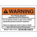 Arc Flash Protection Label, Instruction, English, Polyester, 5" Width, 3-1/2" Height, PK 5