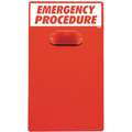 Emergency Procedure Clipboard, English, Red, Emergency Procedure, Wall, 4-1/2" Depth