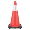 Jbc Revolution Traffic Cone: Day or Low Speed Roadway (40 MPH or Less), Reflective, 28 in Cone Ht, Orange, Std Cone