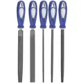 Westward File Set: 6 in Flat/6 in Half Round/6 in Round/6 in Square/6 in Triangular, Includes Handle, Pouch