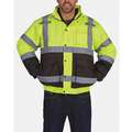 Utility Pro Bomber Jacket with Removable Liner, ANSI Class 3, Polyester, Yellow/Black, Zipper and Snaps