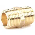 Hex Nipple: Brass, 1/2 in x 1/2 in Fitting Pipe Size, Male NPT x Male NPT, 1 3/8 in Overall Lg