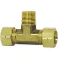 Male Branch Tee, Compression Fitting With Captured Sleeve, Brass, 1/2" x 3/8"