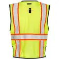 High-Visibility Vest: ANSI Class 2, U, 4XL/5XL, Lime, Solid Front/Mesh Back Polyester, Snaps