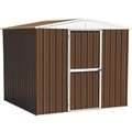 Outdoor Storage Shed: 8 1/2 ft x 6 1/4 ft x 7 ft, 248 cu ft Capacity, Brown