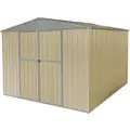Outdoor Storage Shed: 11 3/8 ft x 8 1/2 ft x 7 ft, 492 cu ft Capacity, Beige
