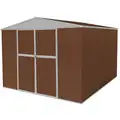 Outdoor Storage Shed: 11 3/8 ft x 11 3/8 ft x 7 ft, 653 cu ft Capacity, Brown