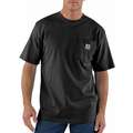 Carhartt T-Shirt, 100% Cotton, Black, Pullover, Fits Chest Size 58" to 60", Number of Outside Pockets 1
