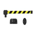Banner Stakes Retractable Belt Barrier System, Yellow/Black Stripe, None