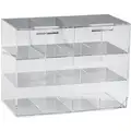 15-39/64" x 7-13/16" x 11-1/2" Acrylic Safety Glasses Holder, Clear; Holds (12) Glasses or Goggles