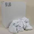 Tough Guy Cloth Rag: Gen Purpose Cleaning, Sheeting, Reclaimed, White, Varies, 50 lb Wt
