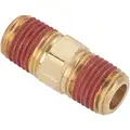 Hex Nipple: Brass, 1/4 in x 1/4 in Fitting Pipe Size, Male NPT x Male NPT, 1 3/8 in Overall Lg
