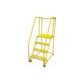Cotterman 4-Step, Steel Tilt and Roll Ladder; 450 lb. Load Capacity, Serrated Step Treads, without Rear Exit, Yellow