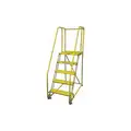 Cotterman 5-Step, Steel Tilt and Roll Ladder; 450 lb. Load Capacity, Perforated Step Treads, without Rear Exit, Yellow