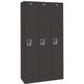 Black Wardrobe Locker, (3) Wide, (1) Tier Openings: 3, 36" W X 18" D X 72" H