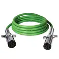 Tectran 12 ft. 7-Way ABS Cord Straight, Green, Zinc Die-Cast Plugs