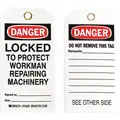 Danger Tag, Polyester, Locked to Protect Workman, 5-3/4" x 3", 25 PK