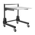 PACS Medical Workstation: Gray/Black, Laminate/Metal/Rubber, 35 in Overall Dp, 2 Shelves