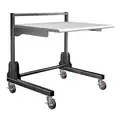 Hergo PACS Medical Workstation: Black/Gray, Laminate/Metal/Rubber, 35 in Overall Dp, 2 Shelves
