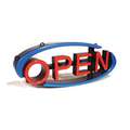 Mystiglo LED Open Sign, 22 1/2" Length, 9" Height, Plastic, Red/Blue Legend/Background Color