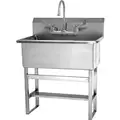Scrub Sink: Sani-Lav, 2 gpm Flow Rate, 45 1/2 in Overall Ht, 28 in x 16 1/2 in Bowl Size, 14 ga