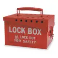 Red Steel Group Lockout Box, Max. Number of Padlocks: 13, 6" x 7-3/8"