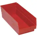 Quantum Storage Systems Shelf Bin: 17 7/8 in Overall Lg, 8 3/8 in x 8 in, Red, Nestable