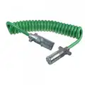 Grote UltraLink 12 ft. 7-Way ABS Cord Coiled, Green, Zinc Die-Cast Plugs