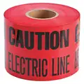 Brady Underground Warning Tape: Red, 6 in Roll W, 1,000 ft. Roll L, 4 mil Thick, Polyethylene