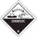 Corrosice Class 8 DOT Container Label, Vinyl, Height: 4", Width: 4"