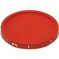 Plastic Pail Lid: Tear Tab with Gasketed, 12 1/4 in Overall Dia, Red, HDPE