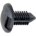 Ribbed Push In Rivet, Plastic, 7 mm Dia., 16 mm L, 16 mm Head Dia., Black, 15 PK