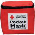 American Red Cross CPR Mask, 1 People Served, Number of Components 4, Nylon, 6" Height, 4 1/2" Width, Red