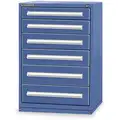 Stanley Vidmar Stationary Counter Height Modular Drawer Cabinet, 6 Drawers, 30" W x 27-3/4" D x 44" H Dark Blue