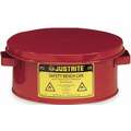 Justrite Bench Can: 0.25 gal Can Capacity, Galvanized Steel, 4 1/2 in Dasher Plate Dia., Red