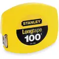 Stanley Long Tape Measure: 100 ft. Blade L, 3/8 in Blade W, in/ft, Closed, Steel