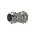 Raco Compression Conduit Connector: Steel, 1/2" Trade Size, 1" Overall Length, Non-Insulated, Gray