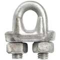 Wire Rope Clip, U-Bolt, Steel, 1/4" For Wire Rope Dia., 4-3/4" Rope Turn Back