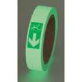 Incom Manufacturing Floor Marking Tape: Glow-in-the-Dark, Message, Green/White, Emergency Egress, 1" x 30 ft, INCOM